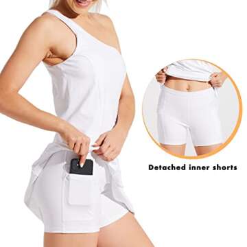 Willit One Shoulder Athletic Dress with Bra & Shorts