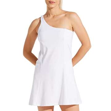 Willit One Shoulder Athletic Dress with Bra & Shorts