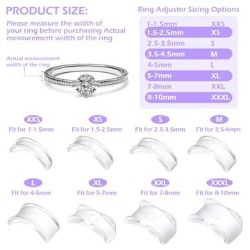 38 Pcs Ring Sizer Adjuster for Loose Rings with Ring Size Measuring Tool, Plug-in Invisible Ring Guards Silicone Tightener EVA Foam Ring Size Adjuster Set with Polishing Cloth