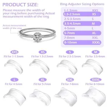 38 Pcs Ring Sizer Adjuster for Loose Rings with Ring Size Measuring Tool, Plug-in Invisible Ring Guards Silicone Tightener EVA Foam Ring Size Adjuster Set with Polishing Cloth
