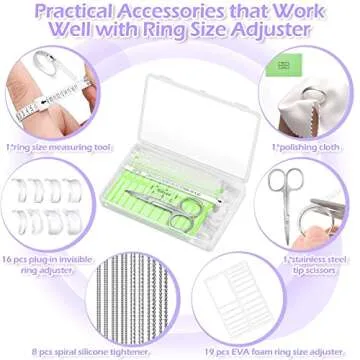 38 Pcs Ring Sizer Adjuster for Loose Rings with Ring Size Measuring Tool, Plug-in Invisible Ring Guards Silicone Tightener EVA Foam Ring Size Adjuster Set with Polishing Cloth