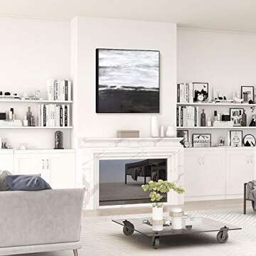 Lamplig Abstract Black and White Canvas Wall Art for Bedroom 100% Hand Painted Oil Paintings Large Framed Prints Minimalism Pictures Artwork Living Dining Room Office Hallway Home Decor 32x32 Inch