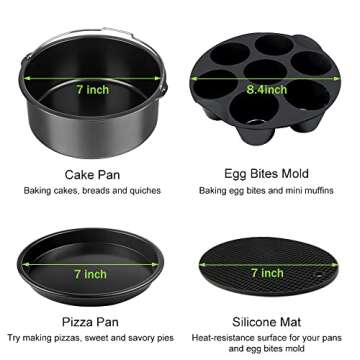 Air Fryer Accessories Set 12pcs Compatible for 4, 4.2, 5, 5.5, 5.8 QT Gowise Cosori Phillips Ninja Cozyna Air Fryer