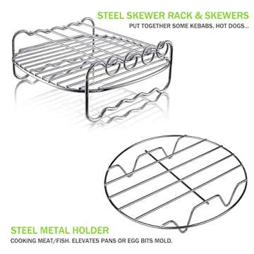 Air Fryer Accessories Set 12pcs Compatible for 4, 4.2, 5, 5.5, 5.8 QT Gowise Cosori Phillips Ninja Cozyna Air Fryer