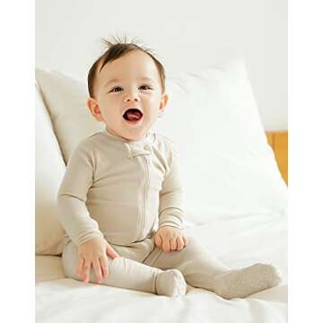 VAENAIT BABY Toddler Boys Girls Solid Footie Pajama Cozy Modal Ivory 12M