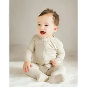 VAENAIT BABY Toddler Boys Girls Solid Footie Pajama Cozy Modal Ivory 12M