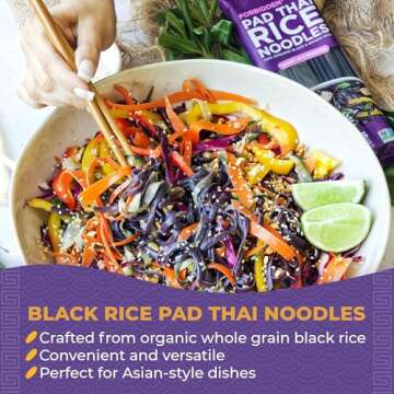 Lotus Foods Organic Forbidden Rice Pad Thai Noodles - Asian Style Noodles for Pho or Stir Fry, Glute...