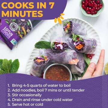 Lotus Foods Organic Forbidden Rice Pad Thai Noodles - Asian Style Noodles for Pho or Stir Fry, Gluten Free, Vegan, Whole Grain, Non GMO, Serve Hot or Cold - 8 Oz (Pack of 8)