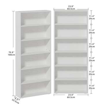 Durable IRONCK 6-Tier Bookshelves Set of 2 for Home Decor
