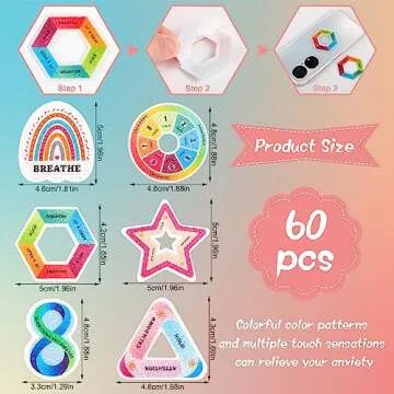 60 Pcs Anxiety Sensory Stickers for Stress Relief on the Go