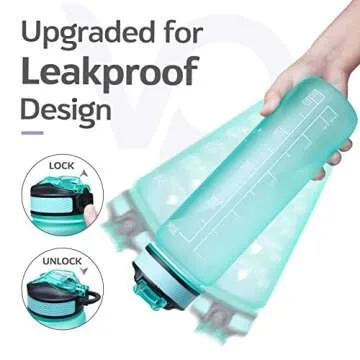 Venture Pal 32 oz Sports Water Bottle with Time Marker, Carry Strap and Cleaning Brush - BPA Free, Leak Proof, Wide Mouth - Perfect for Fitness and Outdoor Activities