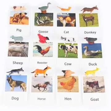 Yikko Montessori Animal Match Cards 48pcs - Insects and Animals Figurines and Cards, Montessori Materials Preschool Infant Toddlers Sorting Toys, Gift for 3 Years + Kids