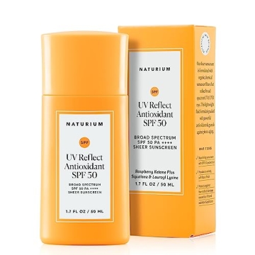 Naturium UV Reflect Antioxidant Broad Spectrum Sheer Sunscreen SPF 50 for All Skin Types, 1.7 oz