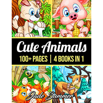 100 Cute Animals: An Adult Coloring Book with Dogs, Cats, Horses, Owls, Elephants, Monkeys, and Many...