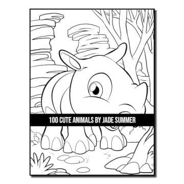 100 Cute Animals Adult Coloring Book for Relaxation