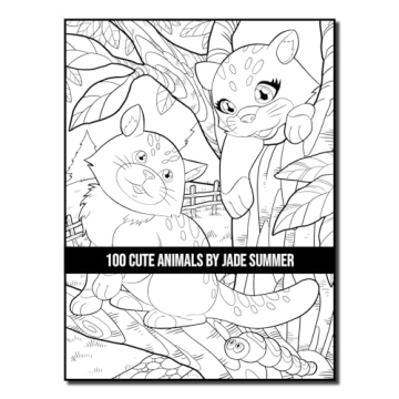 100 Cute Animals Adult Coloring Book for Relaxation