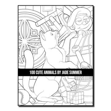 100 Cute Animals Adult Coloring Book for Relaxation