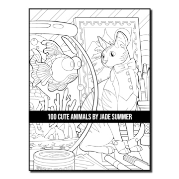 100 Cute Animals Adult Coloring Book for Relaxation