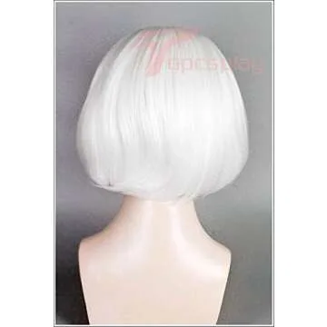 Topcosplay Short White Bob Wig for Cosplay and Halloween