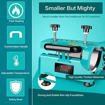 Easydiy 110 V Portable Tumbler Heat Press Machine Green Mug Machine for 30 OZ 20 OZ 16 OZ Straight Sublimation Blanks Skinny Tumbler 15 OZ 11 OZ Sublimation Ceramic Mugs DIY Heat Transfer Print