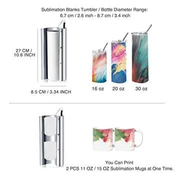 Easydiy 110 V Portable Tumbler Heat Press Machine Green Mug Machine for 30 OZ 20 OZ 16 OZ Straight Sublimation Blanks Skinny Tumbler 15 OZ 11 OZ Sublimation Ceramic Mugs DIY Heat Transfer Print