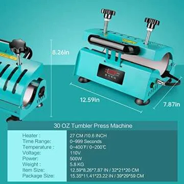 Easydiy 110 V Portable Tumbler Heat Press Machine Green Mug Machine for 30 OZ 20 OZ 16 OZ Straight Sublimation Blanks Skinny Tumbler 15 OZ 11 OZ Sublimation Ceramic Mugs DIY Heat Transfer Print