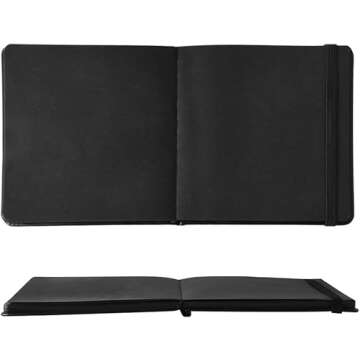 Small 5x5" Black Notebooks – Mini Blank Sketchbooks for Travel, Writing, and Drawing