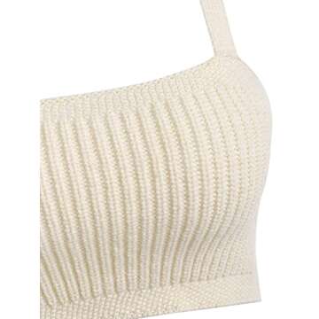 ZAFUL Women's Sexy Stripes Self Tie Midriff Flossing Knitted Backless Racerback Tank Cropped Cami Top(c-Light Coffee, S)