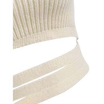 ZAFUL Women's Sexy Stripes Self Tie Midriff Flossing Knitted Backless Racerback Tank Cropped Cami Top(c-Light Coffee, S)