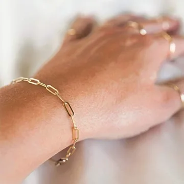 MEVECCO Gold Paperclip Chain Bracelet for Women