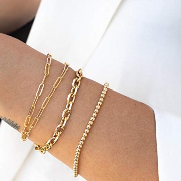 MEVECCO Gold Paperclip Chain Bracelet for Women