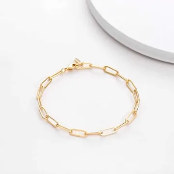 MEVECCO Gold Paperclip Chain Bracelet for Women