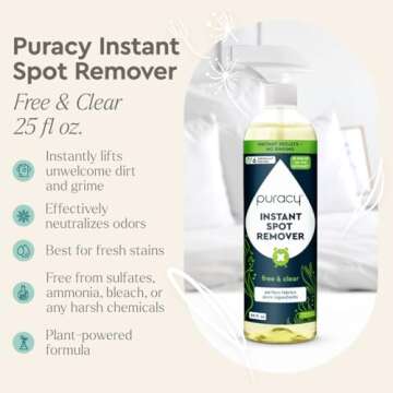 Puracy 25oz Instant Spot Remover & Fabric Stain Remover - Cleaning Spray, Stain Spray - Car Cleaner ...