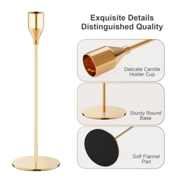 Elegant NLBTW Gold Taper Candle Holders Set for Any Occasion