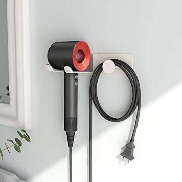 FLE Hair Dryer Holder Wall Mounted, Stainless Steel Self Adhesive Blow Dryer Holder Rack for Dyson S...