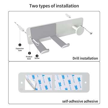 FLE Hair Dryer Holder Wall Mounted, Stainless Steel Self Adhesive Blow Dryer Holder Rack for Dyson Supersonic Hair Dryer,White