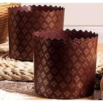 8oz Kulich Mold Easter Bread Paper Mold Paska |25 pcs| Easter Bread Forms - Panettone Paper Mold - Panettone Paper Baking Molds Universal - Brown Design W 3.55 x H 3.35-In