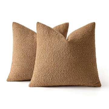MIULEE 22x22 Inch Decorative Pillow Covers for Couch Bed Set of 2 Textured Boucle Neutral Throw Pillows Brown Accent Solid Euro Cushion Pillowcase Cozy Soft Chair Sofa Livingroom Home Decor