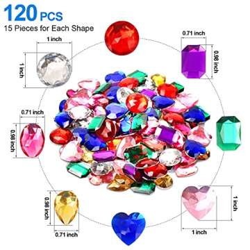 1" Jewels for Crafting Assorted Colorful Flat Back Heart Shaped Jewel Gems Acrylic Rhinestones for C...