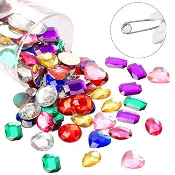 1" Jewels for Crafting Assorted Colorful Flat Back Heart Shaped Jewel Gems Acrylic Rhinestones for Crafts, Manualidades Accesorios Decoraciones Costume Making Cosplay Jewels for Embelishments 120 Pack