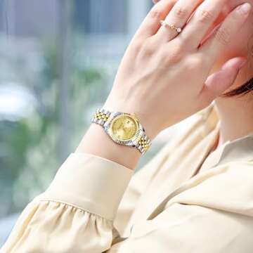 Szaikyri Classic Watch for Women with Solid Stainless Steel Band Ladies Dress Watch Womens Calendar ...