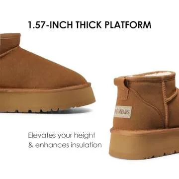 DREAM PAIRS Women's Snow Boots Platform Winter Boot, Faux Fur Lined Slip On Ankle Boots Chestnut, Size 7 SDSB2309W