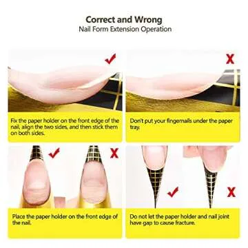 200 Pieces Acrylic Nail Forms, Gold Horseshoe Nail Extension Forms, Self-adhesive Nail Tips Guide, Gel Nail Stickers for Poly Gel/Extension/Acrylic Nail Molds Builder, Nail Art Equipment for Salon