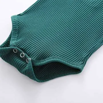 Newborn Baby Boy Girl Clothes Ribbed Knitted Cotton Long Sleeve Romper Long Pants Solid Color Fall Winter Outfits (A- Green, 0-3 Months)