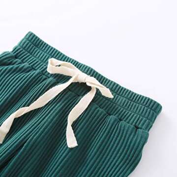 Newborn Baby Boy Girl Clothes Ribbed Knitted Cotton Long Sleeve Romper Long Pants Solid Color Fall Winter Outfits (A- Green, 0-3 Months)