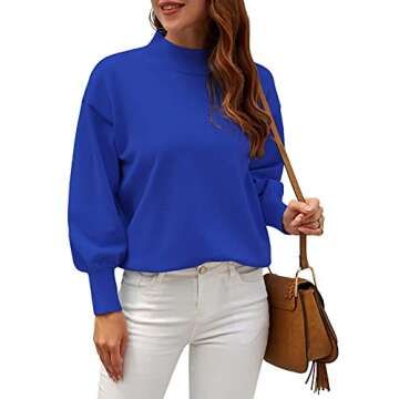 WEACZZY Women’s Cozy Turtleneck Pullover Sweater in Royal Blue