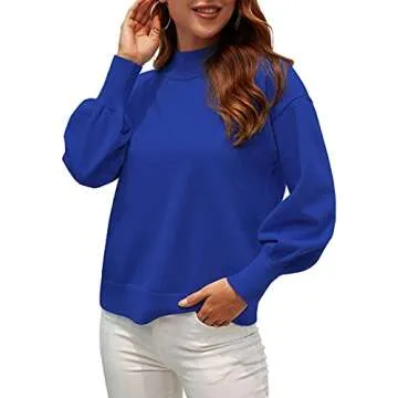 WEACZZY Women’s Cozy Turtleneck Pullover Sweater in Royal Blue