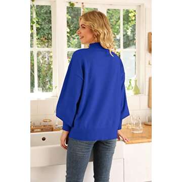 WEACZZY Women’s Cozy Turtleneck Pullover Sweater in Royal Blue