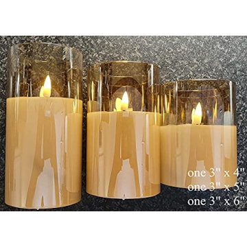 Eywamage Gold Glass Flameless Candles Remote Set