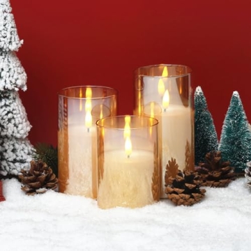 Eywamage Gold Glass Flameless Candles Remote Set